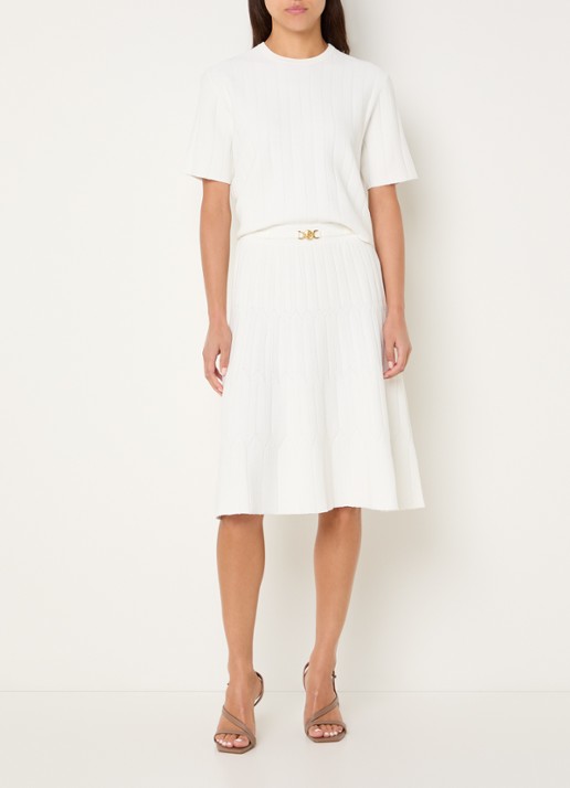 Fifth House Malya midi rok met structuur - voorkant 2 creme