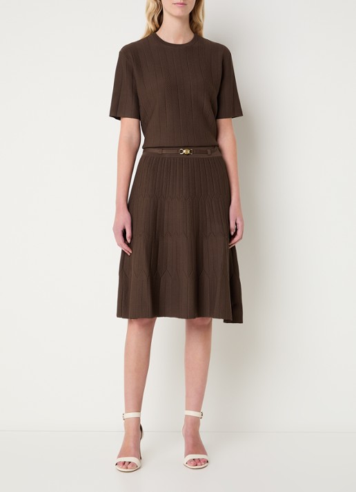 Fifth House Malya midi rok met structuur - voorkant 3 bruin