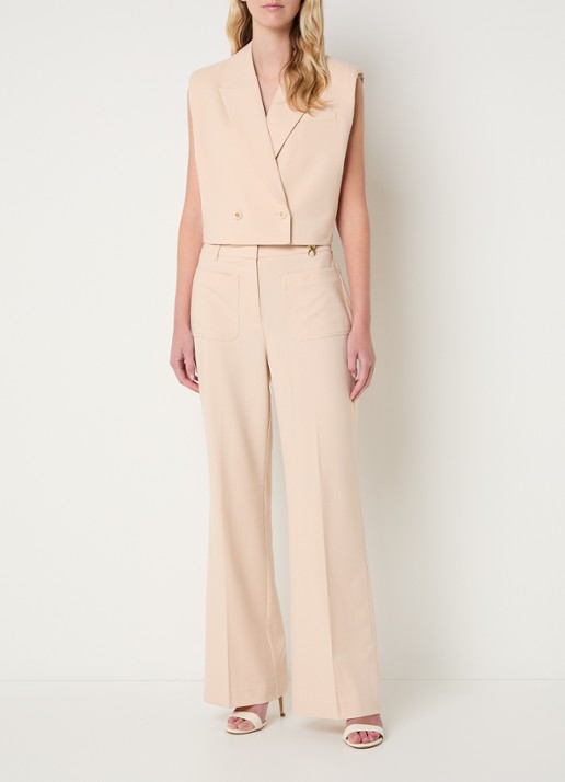 Fifth House Manon high waist wide fit pantalon met opgestikte zakken - voorkant 2 perzikroze