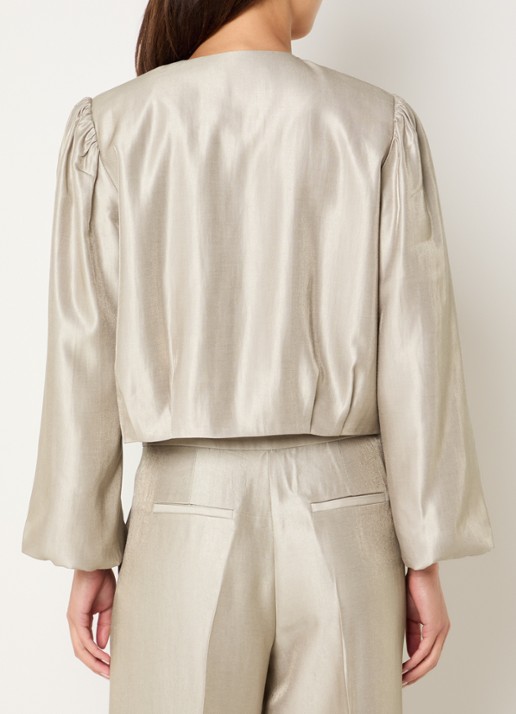 Fifth House Manouk cropped jack met glanzende finish en logoborduring - achterkant beige