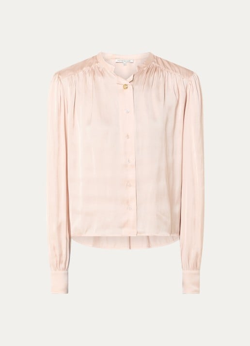 Fifth House Marion blouse van satijn met ballonmouw - voorkant roze