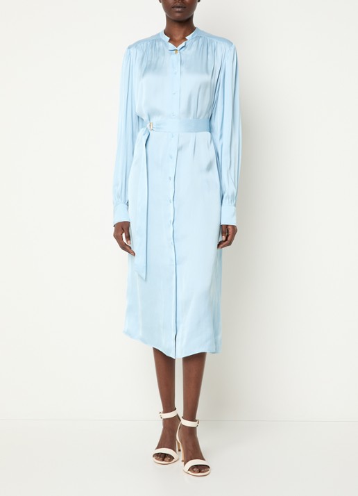 Fifth House Marion midi blousejurk van satijn met strikceintuur