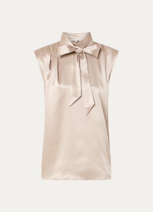 Fifth House Marli top met sjaalkraag - voorkant beige