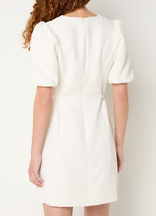 Fifth House Marloes mini jurk met pofmouw - achterkant 4 wit