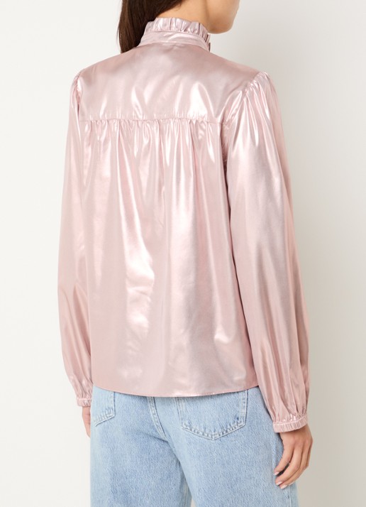 Fifth House Marlon blouse met glanzende finish - achterkant roze