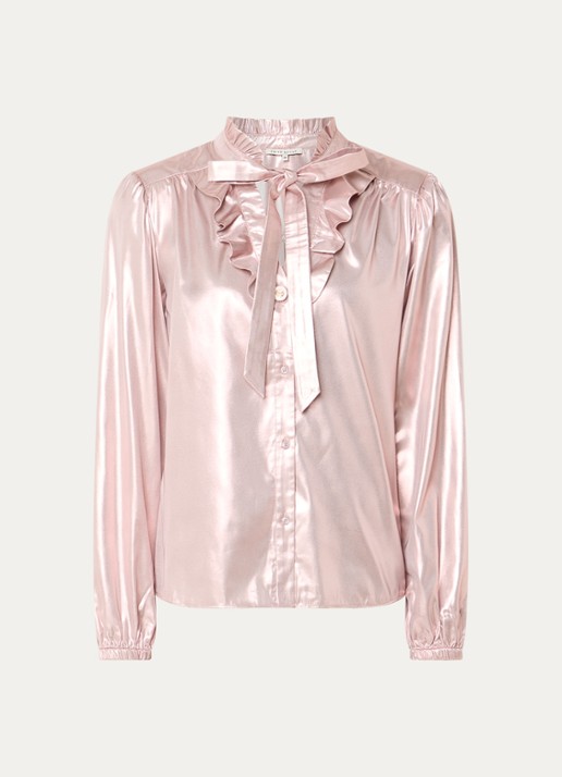 Fifth House Marlon blouse met glanzende finish - voorkant 2 roze
