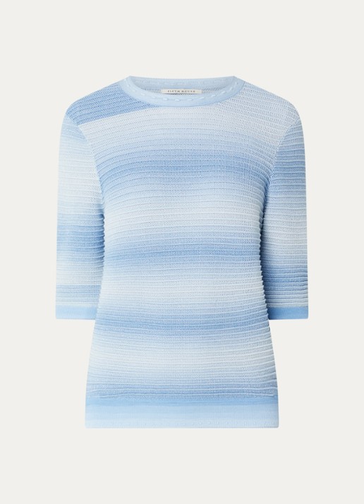 Fifth House Marylou grofgebreide top met lurex - voorkant 2 blauw