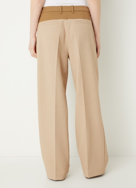 Fifth House Matascha mid waist wide fit pantalon met steekzakken - achterkant 3 beige