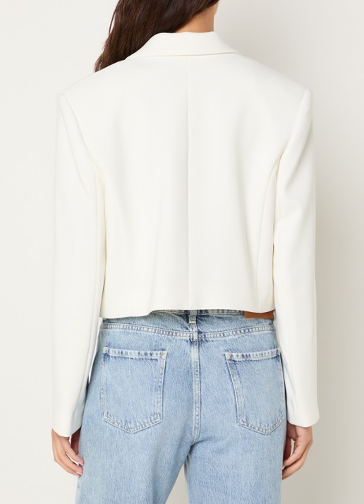 Fifth House Melodi cropped blazer met schoudervulling - achterkant 2 gebroken wit