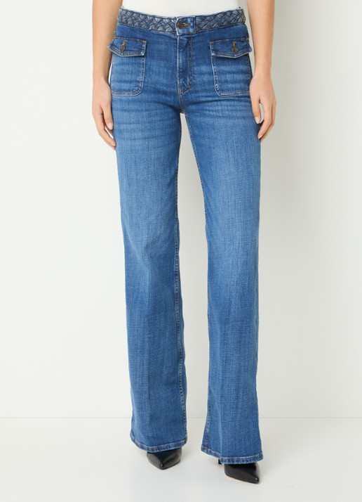 Fifth House Merlin high waist flared jeans met medium wassing