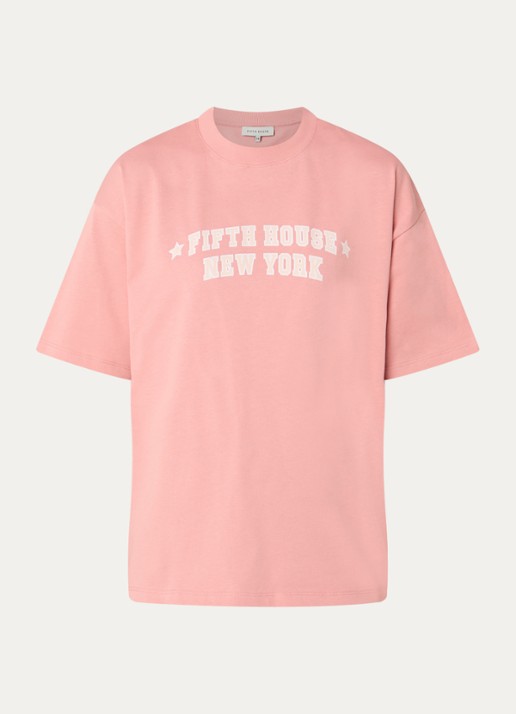 Fifth House Milena T-shirt met print - voorkant lichtroze