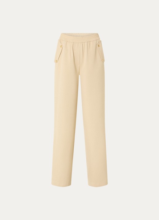 Fifth House Mina high waist loose fit pantalon met steekzakken - voorkant beige