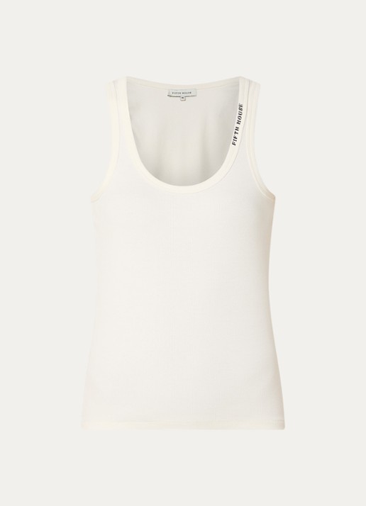 Fifth House Moss tanktop met ribstructuur - voorkant 2 gebroken wit