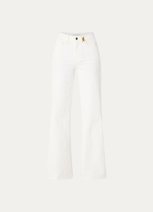 Fifth House Myles high waist wide leg jeans met gekleurde wassing - voorkant 2 gebroken wit