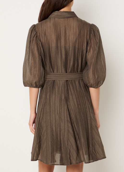 Fifth House Myra mini blousejurk met strikceintuur - achterkant 3 bruin