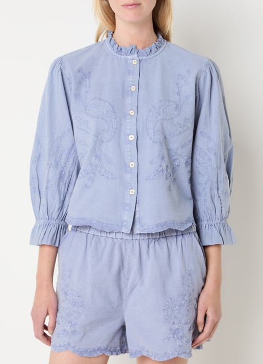 Fifth House Naomi blouse in linnenblend met borduring
