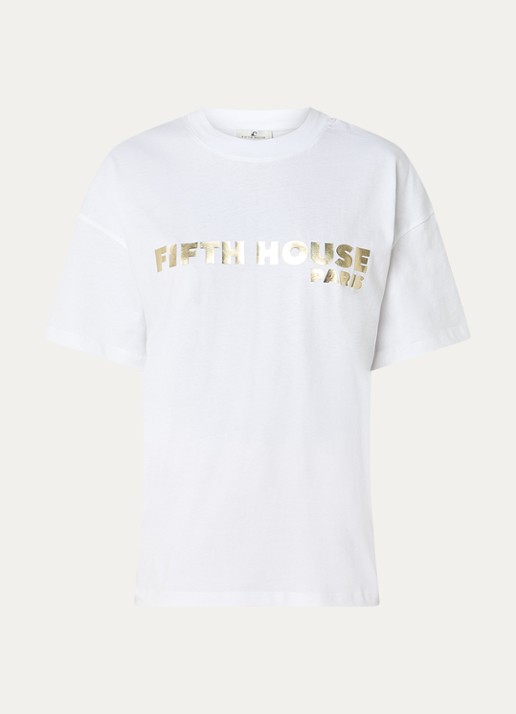Fifth House Neena T-shirt met logo - voorkant 3 wit