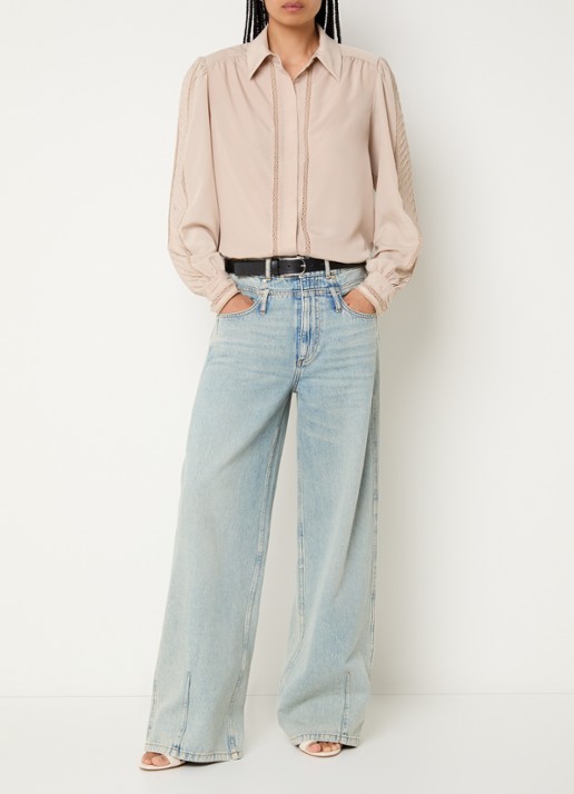 Fifth House Nicoll blouse met logoborduring - voorkant 3 wit