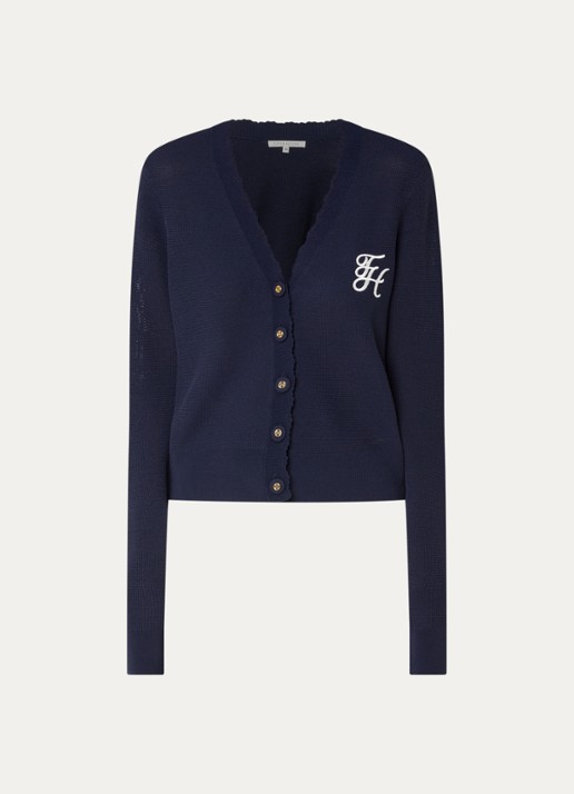 Fifth House Oberon grofgebreid vest - voorkant donkerblauw