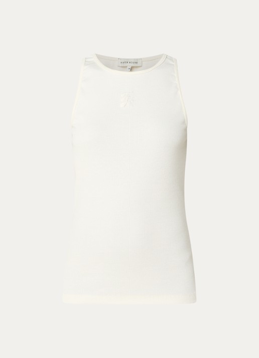 Fifth House Odega tanktop met logoborduring - voorkant wit