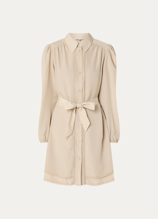 Fifth House Odell mini blousejurk - voorkant beige