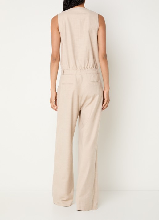 Fifth House Odil loose fit jumpsuit met steekzakken - achterkant beige