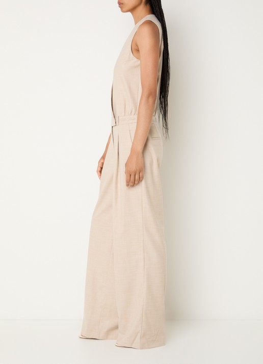 Fifth House Odil loose fit jumpsuit met steekzakken - voorkant 4 beige