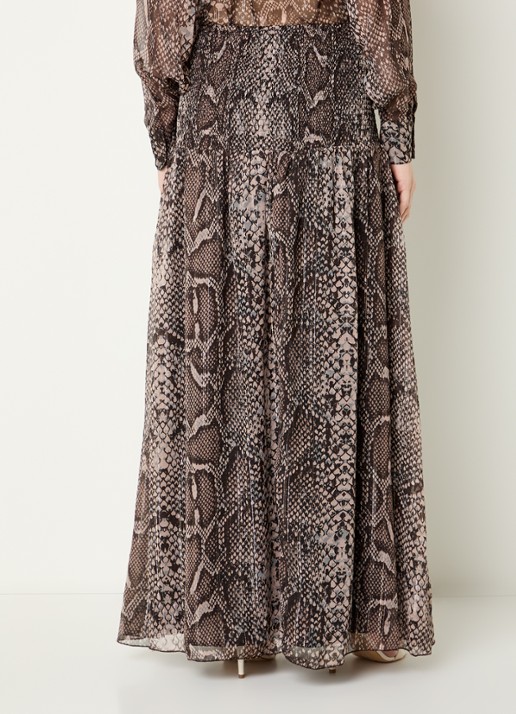 Fifth House Olicia maxi rok met print - achterkant bruin