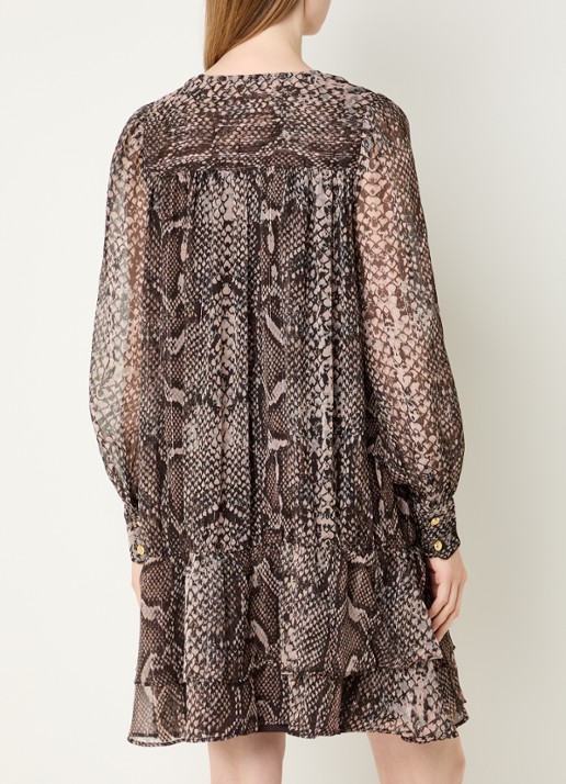 Fifth House Olicia midi tuniekjurk met slangenprint - achterkant 2 bruin