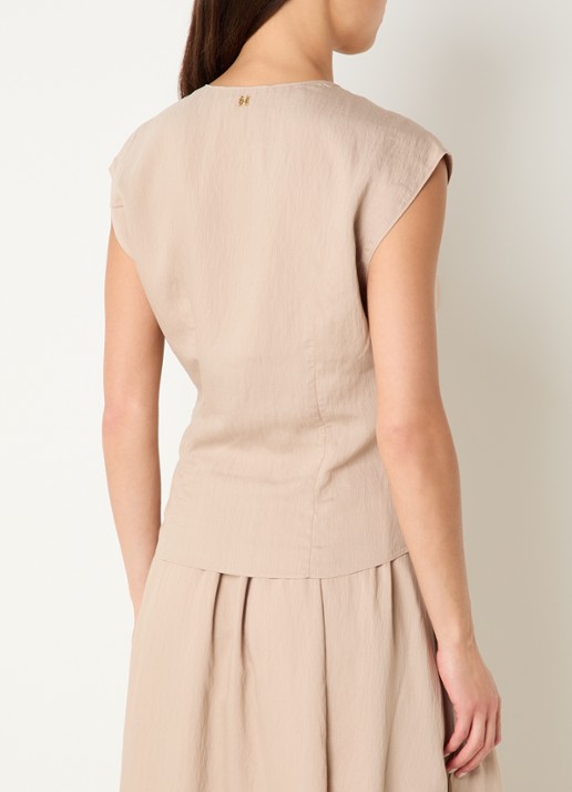 Fifth House Olli top met V-hals - achterkant 2 beige
