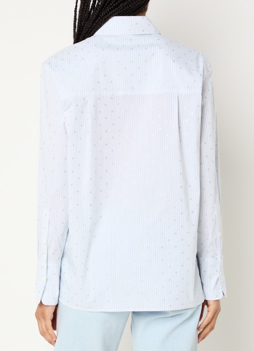 Fifth House Orella blouse met streepprint - achterkant 3 lichtblauw