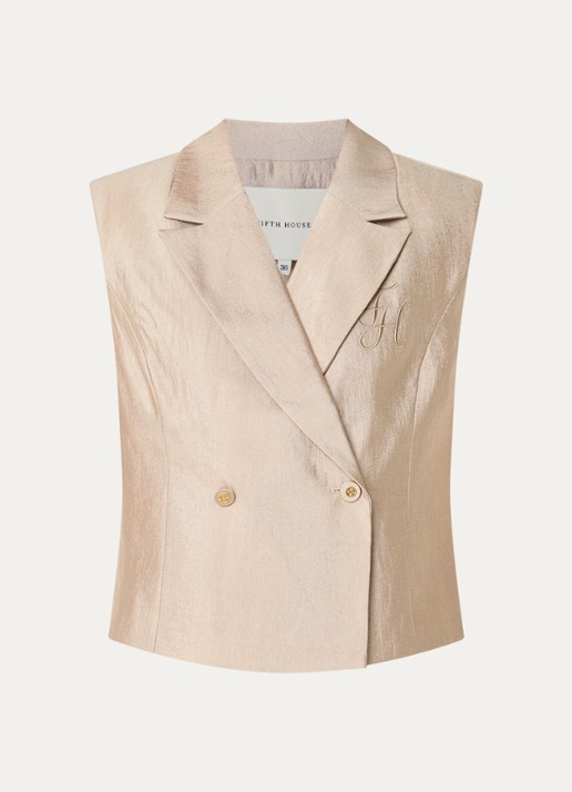 Fifth House Orlando double-breasted gilet - voorkant 2 beige