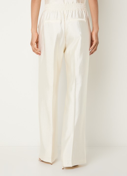 Fifth House Orlando high waist straight fit broek met glanzende finish - achterkant wit