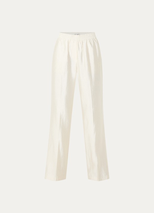 Fifth House Orlando high waist straight fit broek met glanzende finish - voorkant 3 wit