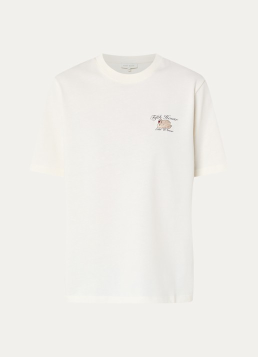Fifth House Orson T-shirt met logo - voorkant 3 gebroken wit