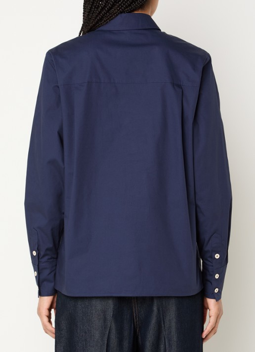 Fifth House Osan blouse met logoborduring - achterkant 4 donkerblauw