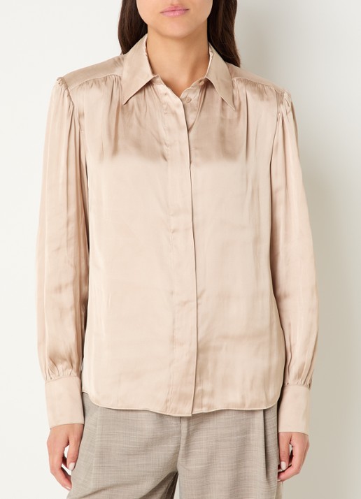 Fifth House Oslo blouse van satijn met schoudervulling