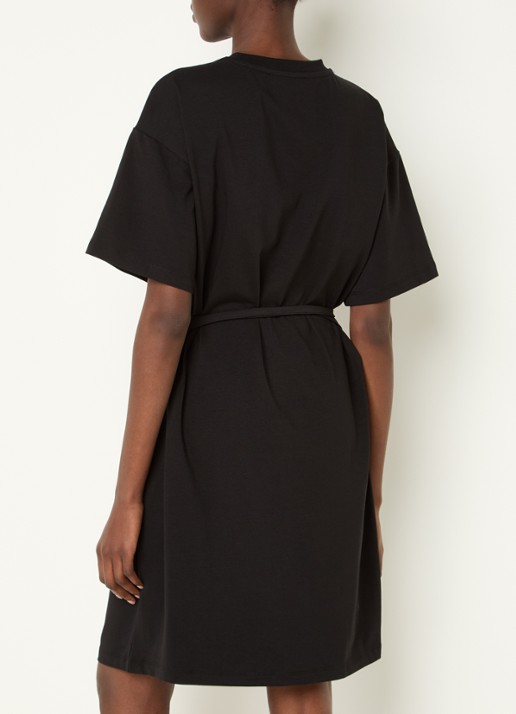 Fifth House Oxsana mini jurk met logoborduring en strikceintuur - achterkant 4 zwart