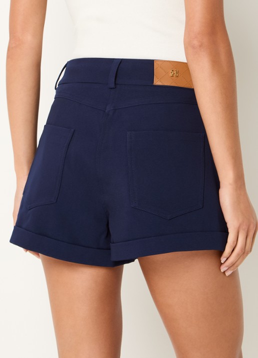 Fifth House Ozias high waist straight fit korte broek met steekzakken - achterkant 2 donkerblauw