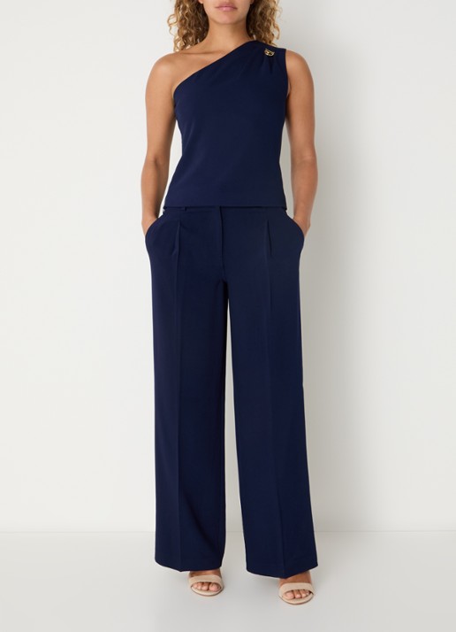 Fifth House Ozias mid waist loose fit pantalon met persplooi - voorkant 3 royalblauw