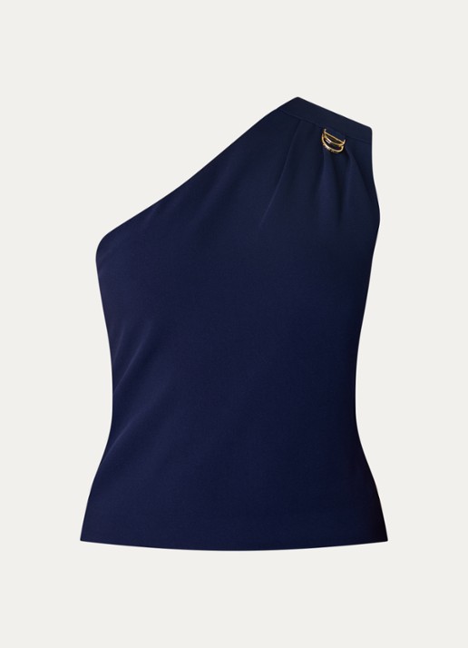 Fifth House Ozias one shoulder top met plooidetail - voorkant 2 royalblauw
