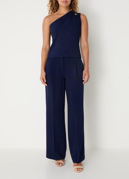 Fifth House Ozias one shoulder top met plooidetail - voorkant 3 royalblauw
