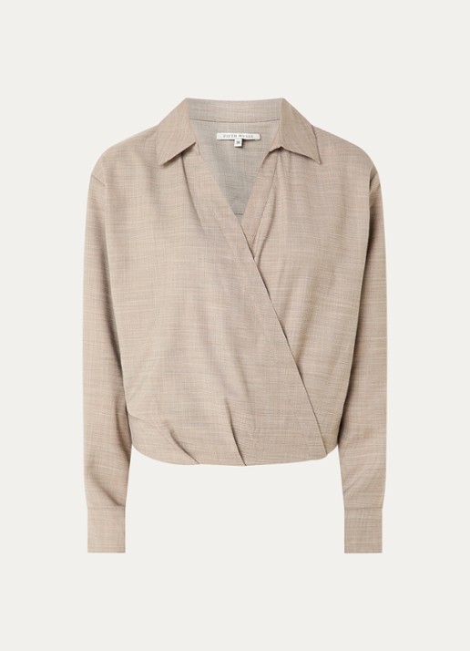 Fifth House Ozzy blouse met V-hals  - voorkant 2 middengrijs