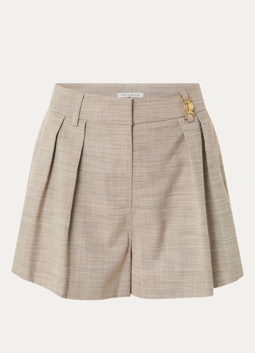 Fifth House Ozzy high waist straight leg korte broek met steekzakken  - voorkant middengrijs