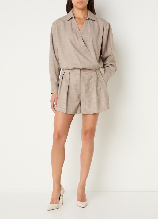 Fifth House Ozzy high waist straight leg korte broek met steekzakken  - voorkant 2 middengrijs