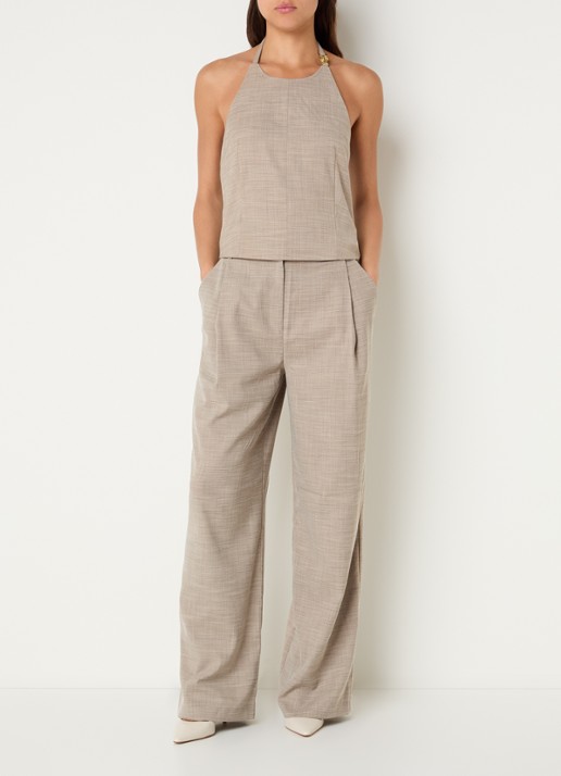 Fifth House Ozzy high waist straight leg pantalon met steekzakken  - voorkant 2 middengrijs
