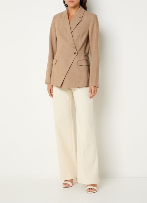 Fifth House Paloma asymmetrische blazer met klepzakken - voorkant 2 camel