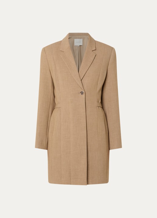 Fifth House Paloma mini blazerjurk met ceintuur - voorkant camel