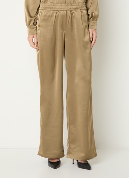 Fifth House Pamplona high waist wide fit pantalon van satijn
