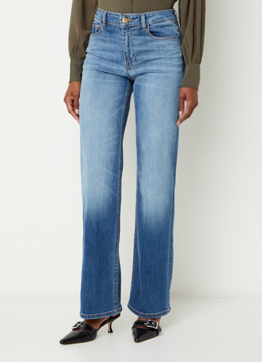 Fifth House Pascalle mid waist straight fit jeans met lichte wassing